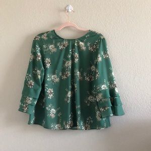 🌃 Green Floral Printed Blouse